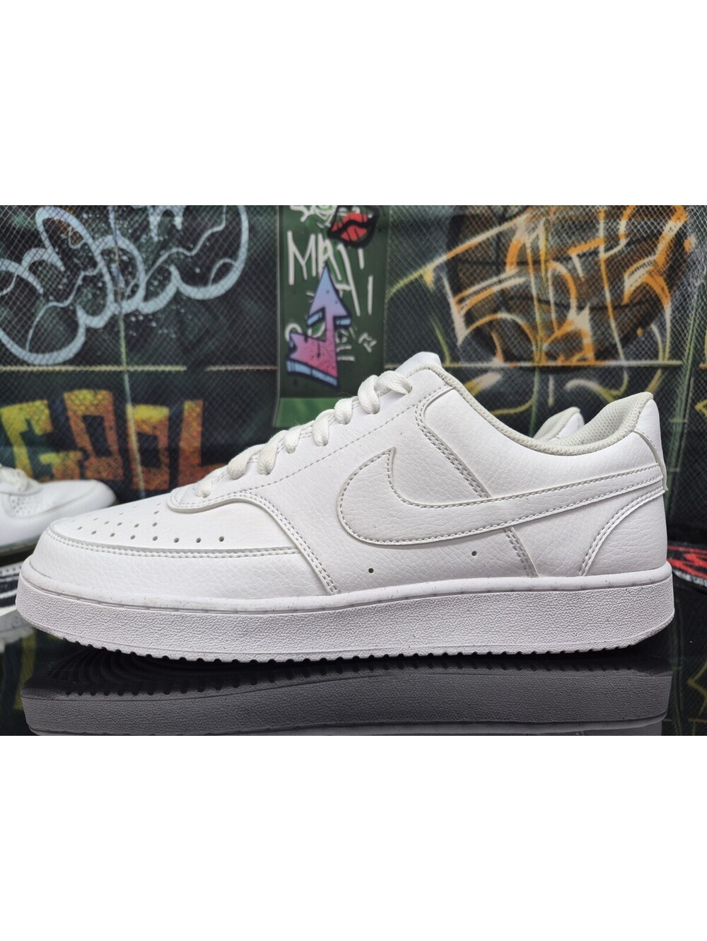 Nike Men's 10.5M Court Vision Low Next Nature Triple White Leather Sneakers